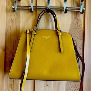 Yellow Leather Structured Crossbody Bag